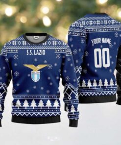 S.S. Lazio Personalized Ugly Christmas Sweater Navy Version