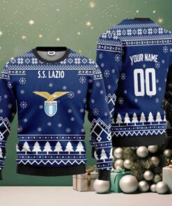S.S. Lazio Personalized Ugly Christmas Sweater Navy Version