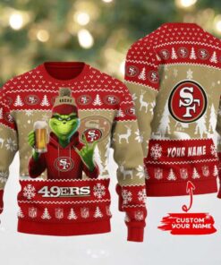 San Francisco 49ers Grinch With Beer Ugly Christmas Sweater