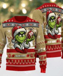 San Francisco 49ers Grinch With Ornament Ugly Christmas Sweater