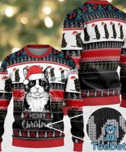 Santa Cat Merry Christmas Black Family Ugly Christmas Sweaters