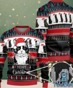 Santa Cat Merry Christmas Black Family Ugly Christmas Sweaters