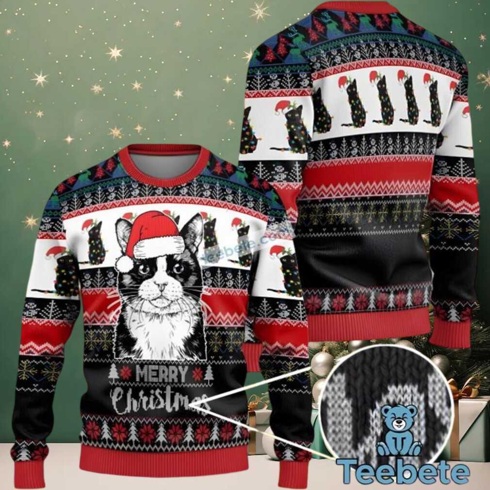 Santa Cat Merry Christmas Black Family Ugly Christmas Sweaters Santa Cat Merry Christmas Black Family Ugly Christmas Sweaters
