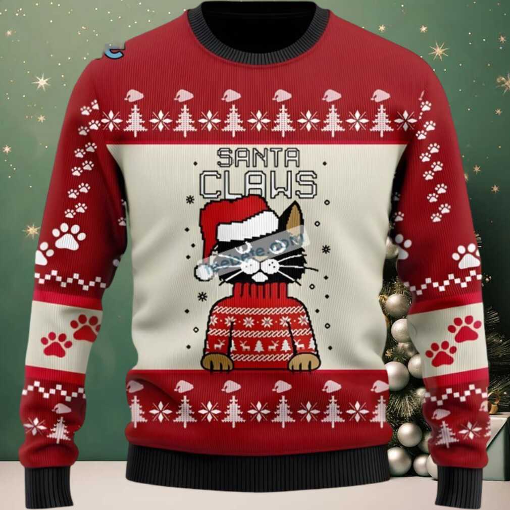 Santa Claws Cat Funny Ugly Christmas Sweater Santa Claws Cat Funny Ugly Christmas Sweater