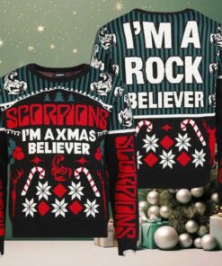 Scorpions I’m A Xmas Believer I’m A Rock Believer Holiday Ugly Sweater Christmas Jumper