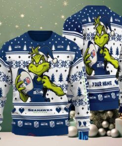 Seattle Seahawks Grinch With Ball NFL Ugly Christmas Sweater Seattle Seahawks Grinch With Ball NFL Ugly Christmas Sweater