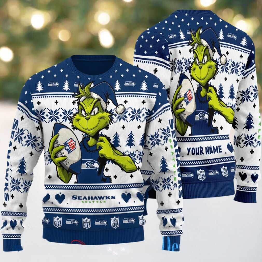 Seattle Seahawks Grinch With Ball NFL Ugly Christmas Sweater Seattle Seahawks Grinch With Ball NFL Ugly Christmas Sweater