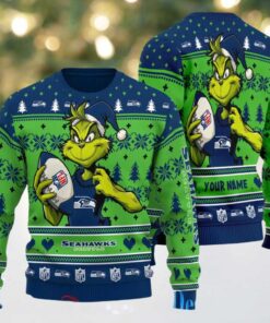 Seattle Seahawks Grinch With Ball NFL Ugly Christmas Sweaters