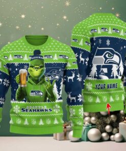 Seattle Seahawks Grinch With Beer Ugly Christmas Sweater Seattle Seahawks Grinch With Beer Ugly Christmas Sweater