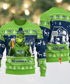 Seattle Seahawks Grinch With Beer Ugly Christmas Sweater