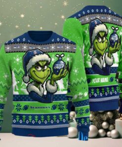 Seattle Seahawks Grinch With Ornament Ugly Christmas Sweater Seattle Seahawks Grinch With Ornament Ugly Christmas Sweater