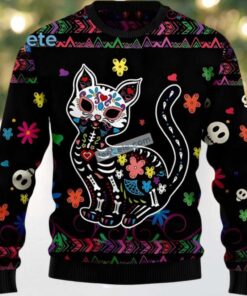 Skull Cat Ugly Christmas Sweater
