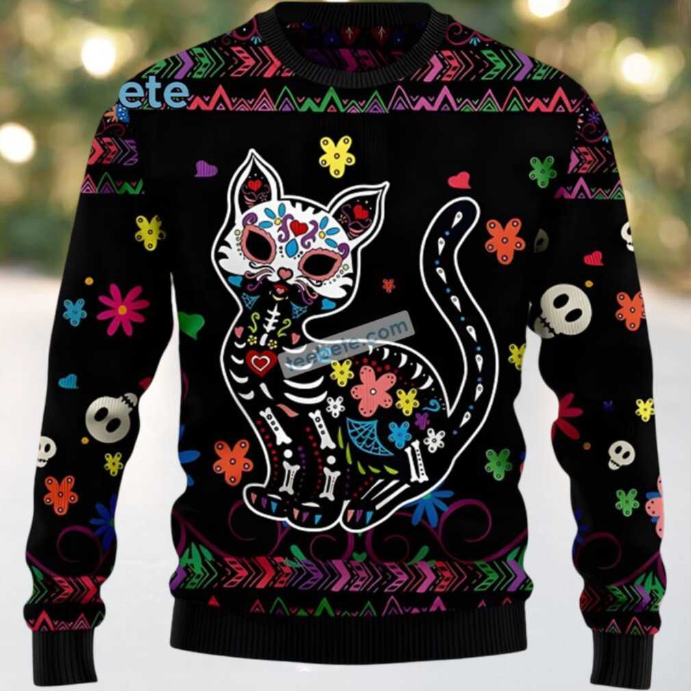 Skull Cat Ugly Christmas Sweater Skull Cat Ugly Christmas Sweater