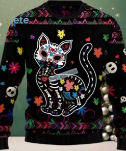 Skull Cat Ugly Christmas Sweater