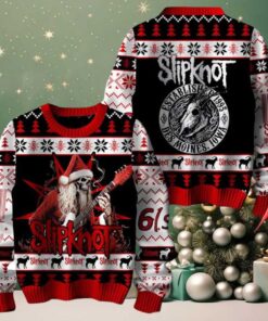 Slipknot Established 1995 Des Moines Iowa Skeleton Santa Playing Guitar Personalized Christmas Ugly Sweater