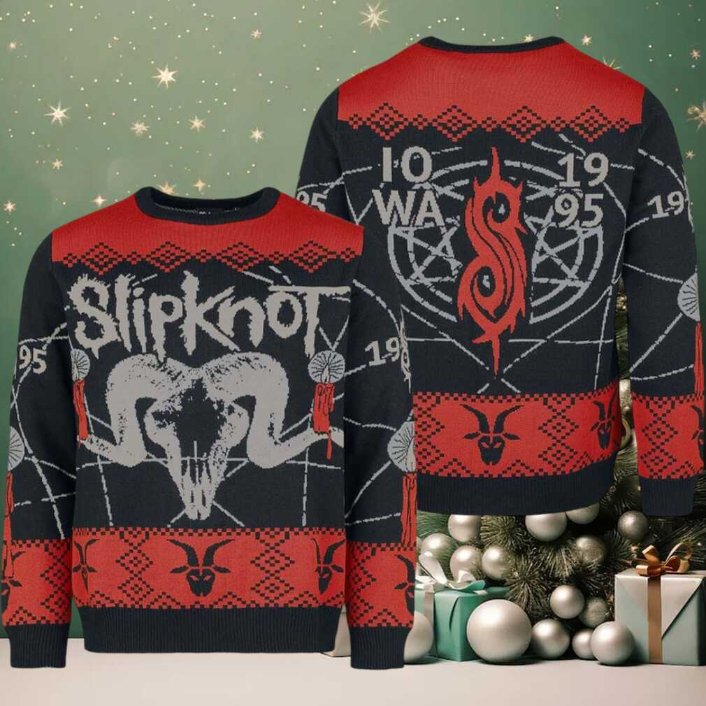 Slipknot Goat Head Iowa 1995 Knitted Ugly Christmas Sweater Jumper Slipknot Goat Head Iowa 1995 Knitted Ugly Christmas Sweater Jumper