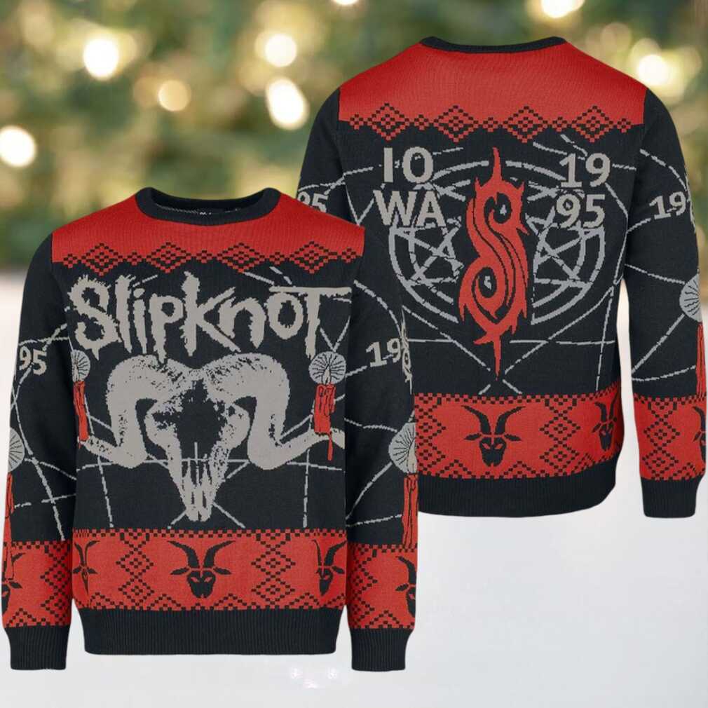 Slipknot Goat Head Iowa 1995 Knitted Ugly Christmas Sweater Jumper Slipknot Goat Head Iowa 1995 Knitted Ugly Christmas Sweater Jumper
