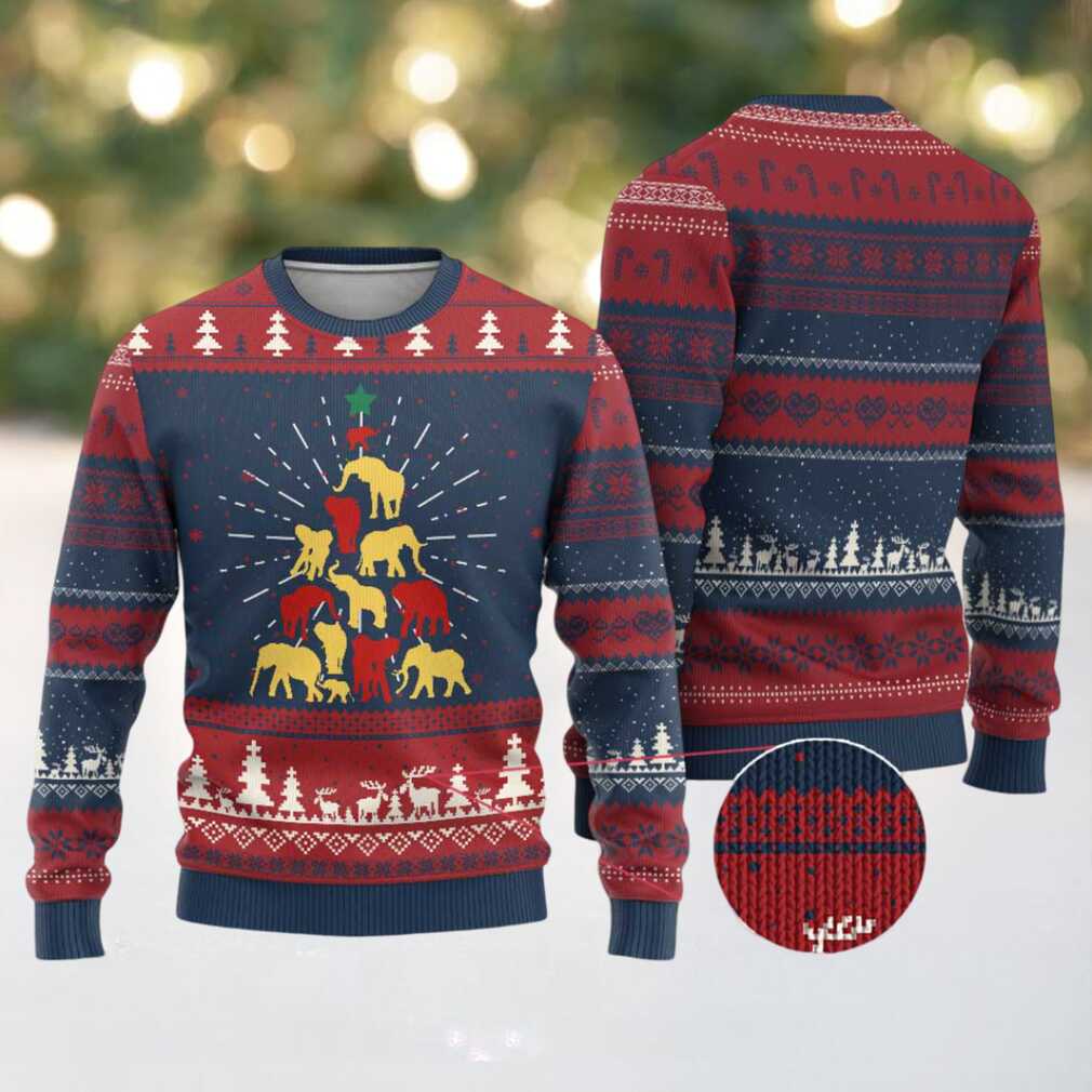 South Africa Elephant Xmas Tree Ugly Christmas Sweater Safari Animals South Africa Elephant Xmas Tree Ugly Christmas Sweater Safari Animals