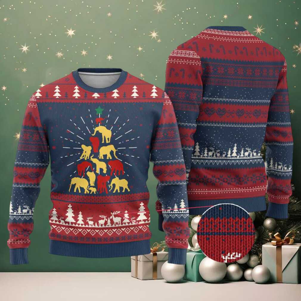 South Africa Elephant Xmas Tree Ugly Christmas Sweater Safari Animals South Africa Elephant Xmas Tree Ugly Christmas Sweater Safari Animals