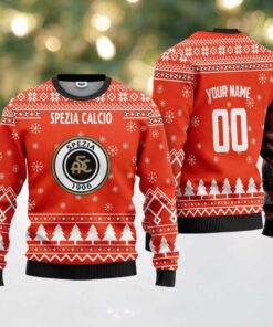 Spezia Calcio Personalized Ugly Christmas Sweater Orange Version