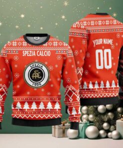 Spezia Calcio Personalized Ugly Christmas Sweater Orange Version