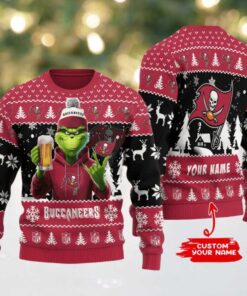 Tampa Bay Buccaneers Grinch With Beer Ugly Christmas Sweater