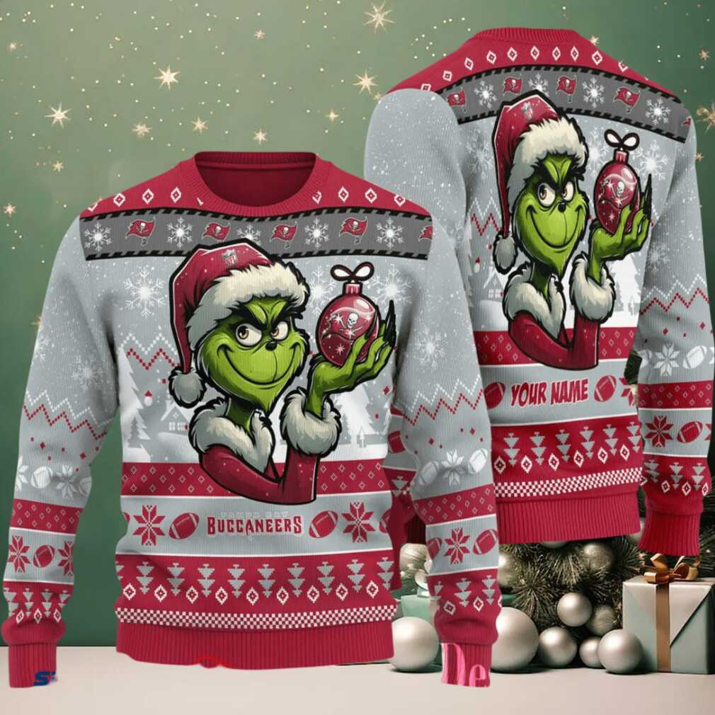 Tampa Bay Buccaneers Grinch With Ornament Ugly Christmas Sweater Tampa Bay Buccaneers Grinch With Ornament Ugly Christmas Sweater