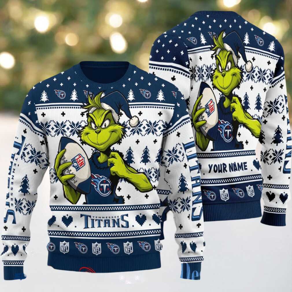 Tennessee Titans Grinch With Ball NFL Ugly Christmas Sweater Tennessee Titans Grinch With Ball NFL Ugly Christmas Sweater