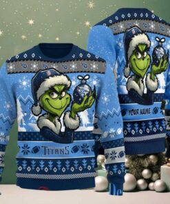 Tennessee Titans Grinch With Ornament Ugly Christmas Sweater Tennessee Titans Grinch With Ornament Ugly Christmas Sweater