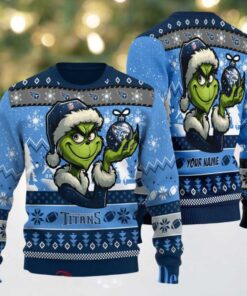 Tennessee Titans Grinch With Ornament Ugly Christmas Sweater