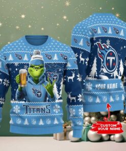 Tennessee Titans Ugly Grinch With Beer Christmas Sweater Tennessee Titans Ugly Grinch With Beer Christmas Sweater