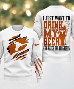 Texas Longhorns NCAA I Just Want To Drink My Beer And Watch Aggies Ugy Christmas Sweater