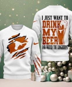 Texas Longhorns NCAA I Just Want To Drink My Beer And Watch Aggies Ugy Christmas Sweater