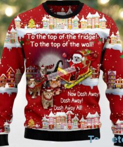 To The Top Of The Fridge Cat Ugly Christmas Sweater Vintage