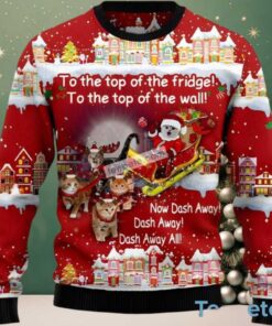 To The Top Of The Fridge Cat Ugly Christmas Sweater Vintage