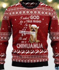 True Friend Chihuahua Dog Face Family Ugly Christmas Sweaters Red