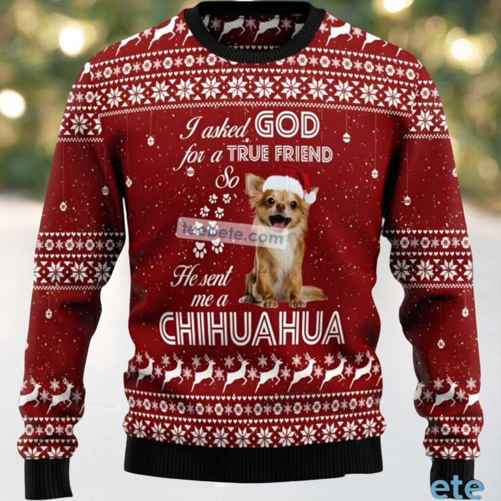 True Friend Chihuahua Dog Face Family Ugly Christmas Sweaters Red True Friend Chihuahua Dog Face Family Ugly Christmas Sweaters Red