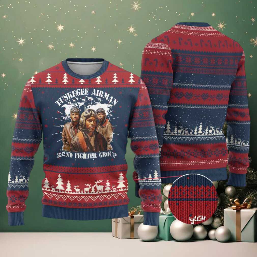 Tuskegee Airman Ugly Christmas Sweater 332ND Fighter Group Black History Month Tuskegee Airman Ugly Christmas Sweater 332ND Fighter Group Black History Month