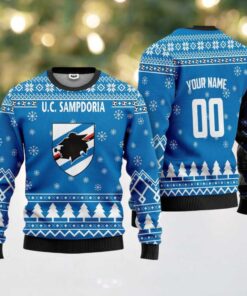 U.C Sampdoria Personalized Ugly Christmas Sweater Blue Version