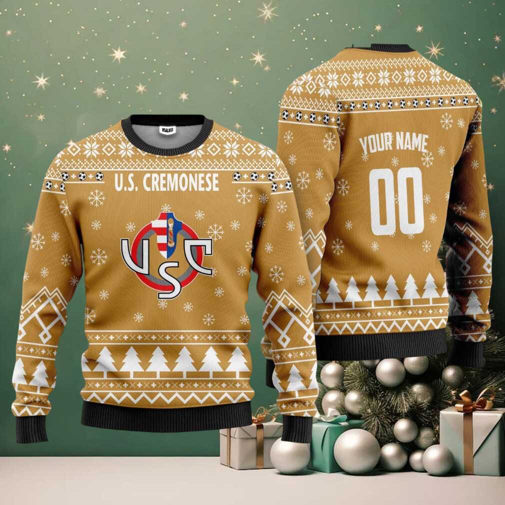 U.S. Cremonese Personalized Ugly Christmas Sweater Gold Version U.S. Cremonese Personalized Ugly Christmas Sweater Gold Version