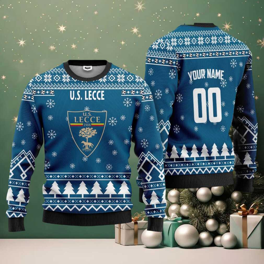 U.S. Lecce Personalized Ugly Christmas Sweater Blue Version U.S. Lecce Personalized Ugly Christmas Sweater Blue Version