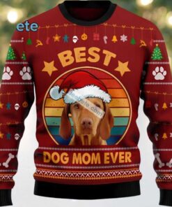 Vizsla Dog Mom Ever Ugly Christmas Sweater Big And Tall Red, hoodie, sweater, long sleeve and tank top Vizsla Dog Mom Ever Ugly Christmas Sweater Big And Tall Red