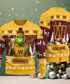 Washington Commanders Grinch With Beer Ugly Christmas Sweater Washington Commanders Grinch With Beer Ugly Christmas Sweater
