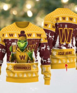 Washington Commanders Grinch With Beer Ugly Christmas Sweater