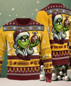 Washington Commanders Grinch With Ornament Ugly Christmas Sweater Washington Commanders Grinch With Ornament Ugly Christmas Sweater