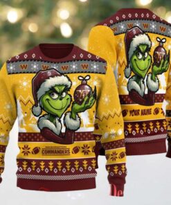 Washington Commanders Grinch With Ornament Ugly Christmas Sweater