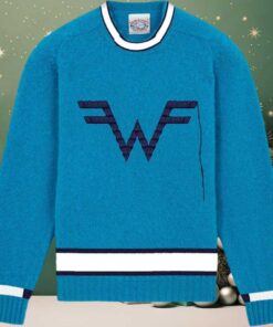 Weezer Big Logo Blue Ugly Christmas Sweater
