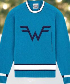 Weezer Big Logo Blue Ugly Christmas Sweater