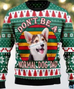 Welsh Corgi Dog Dad Ugly Christmas Sweater Green Funny