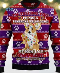 Welsh Corgi Dog Face Ugly Christmas Sweater Womens Purple